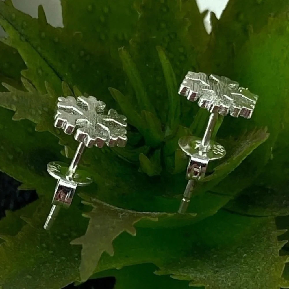 Sterling Silver Snowflake Post Earrings Textured Winter‎ Holiday